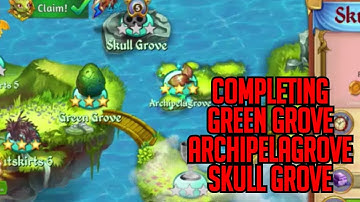Completing Green Grove, Archipelagrove & Skull Grove *3 STARS* | Merge Dragons