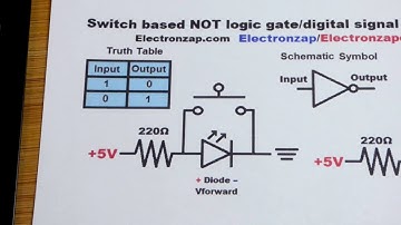 Push button switch based NOT logic gate signal inverter circuit how to DIY electronics tutorial
