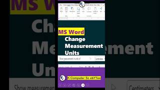 change measurement unit in ms word #msword #shorts