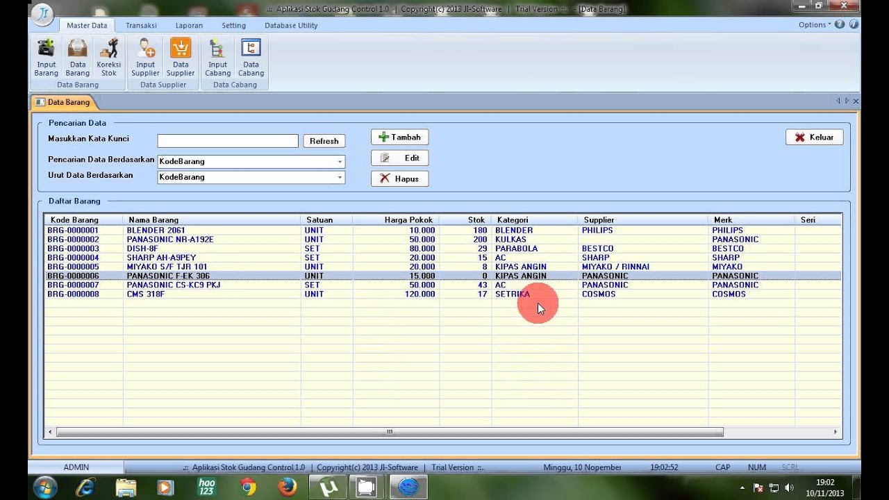 MASTER DATA STOK GUDANG  KONTROL YouTube