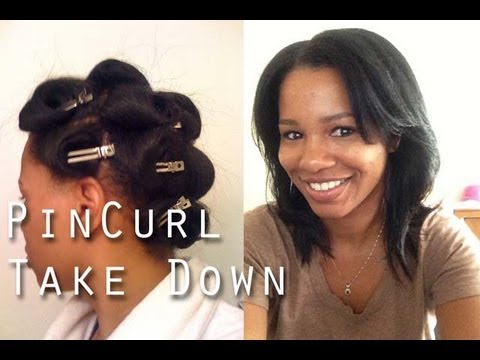 Straight Natural Hair Pin Curls Take Down Youtube