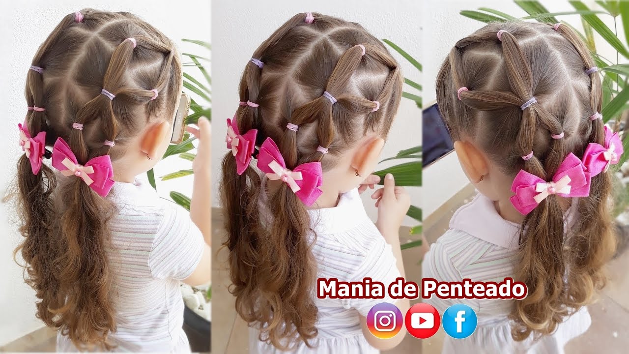 Penteado Infantil Fácil com Ligas em Zig Zag 💖