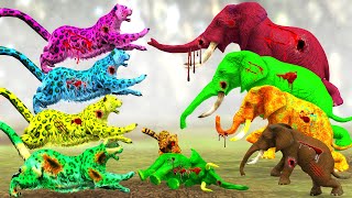 10 Zombie Leopards vs Giants Monster Fights on Snow Mountain Mammoth Saves Cow Animals Revolt Battle