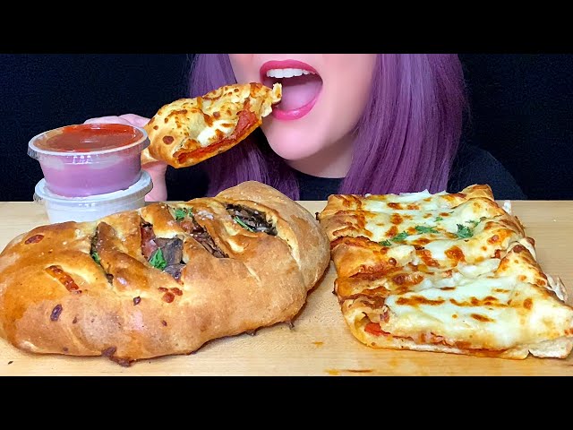 ASMR CALZONE + CHEESY PEPPERONI BREAD MUKBANG (NO TALKING)