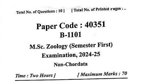 MJPRU M.Sc 1st Semester Zoology 1st Paper 2024-2025