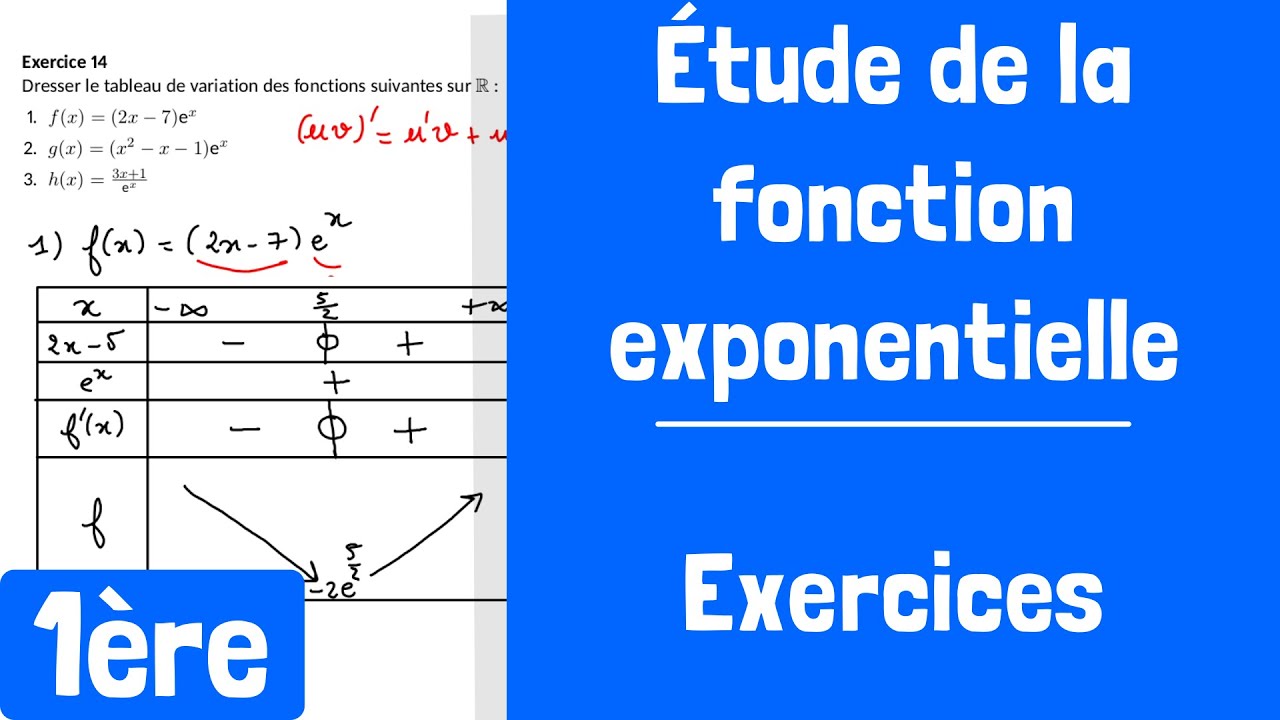 Exercices : Étude de la fonction exponentielle exercices - YouTube