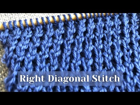 Easy Right Diagonal Knitting Stitch Pattern (Thick Fabric) ✨