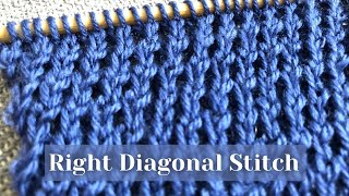 Easy Right Diagonal Knitting Stitch Pattern (Thick Fabric) ✨