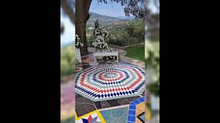 Magic mosaic aisle path to the wedding tree at La Esperanza de Granada with #celebrantspain