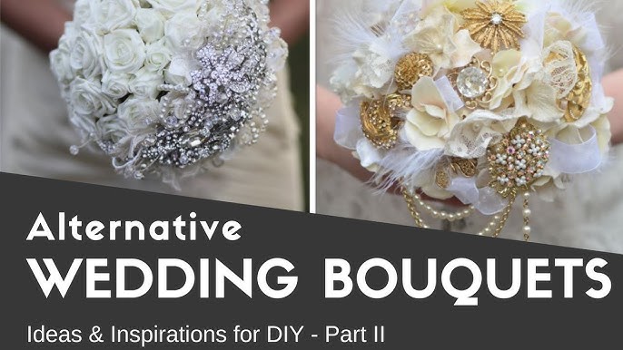 Alternative bouquets, button and brooch bouquets  Country wedding  bouquets, Country wedding flowers, Flower bouquet wedding