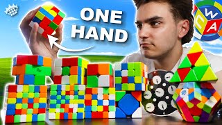 I Solved ALL WCA Puzzles with ONE HAND! Rubik's Cube challenge