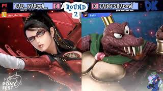 Ponyfest 3.0 Smash Fest: Round 13 Bad Karma (Bayonetta) Vs Faintshadow (Joker/K Rool/Hero)