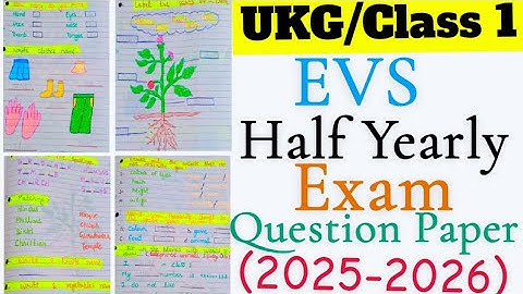 UKG/Class 1 EVS Half Yearly Exam Question Paper 2025|UKG EVS worksheet|Class 1 EVS worksheet 