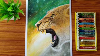 How to draw Lion face with oil pastel colours /oilpasteldrawing screenshot 1