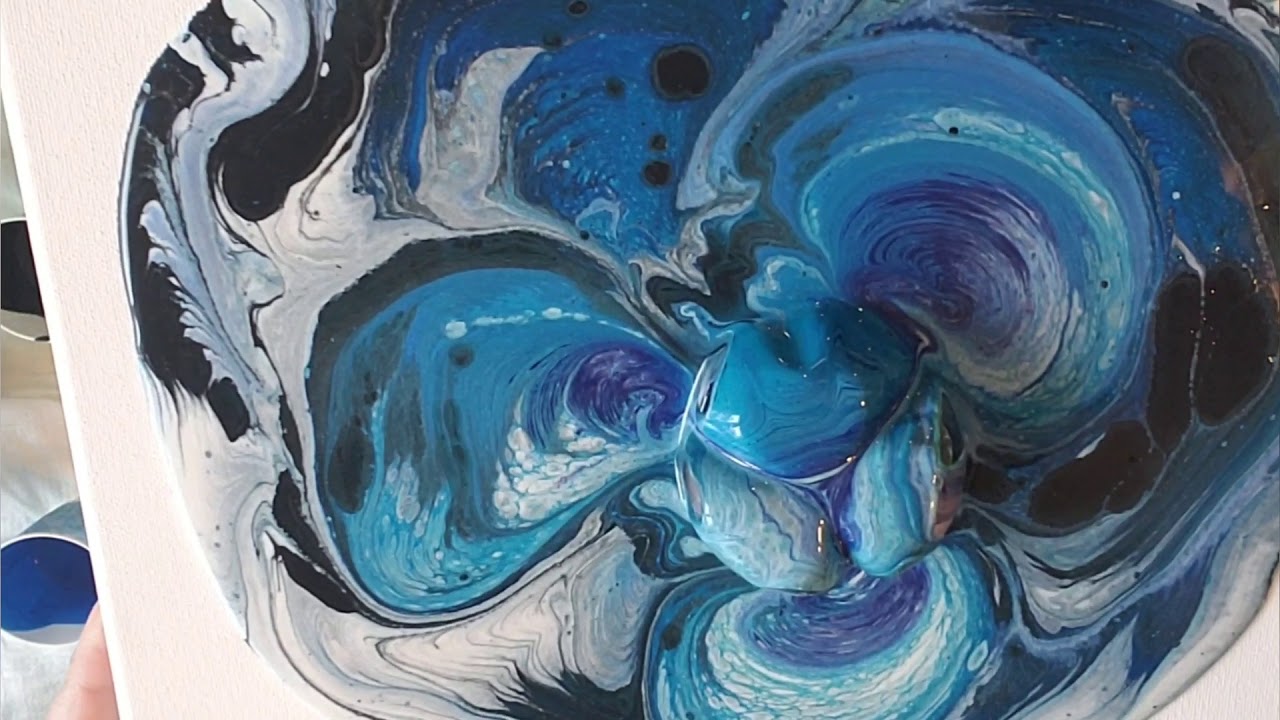 Bottle Bottom Pour with Blues! Acrylic Pouring / Fluid Art / Abstract