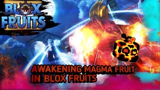 Awakening Magma Fruit in Blox Fruits.