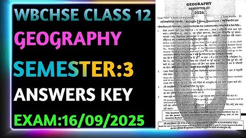 west Bengal Board class 12 question paper geography/wbchse class 12 geography semester 3  answer key
