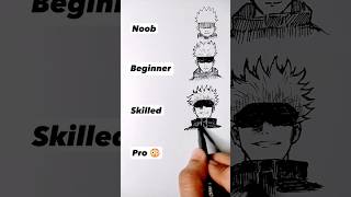 How to Draw Gojo|JujutsuKaisen in different levels😳 #shorts #anime #drawing Resimi