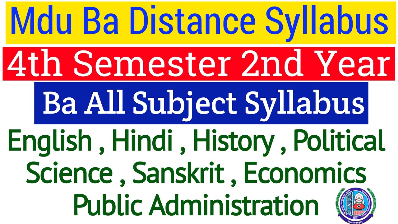 Mdu Ba Distance 4th Semester Syllabus | Mdu Distance Ba 4th Semester Syllabus | Mdu DDE Ba Syllabus