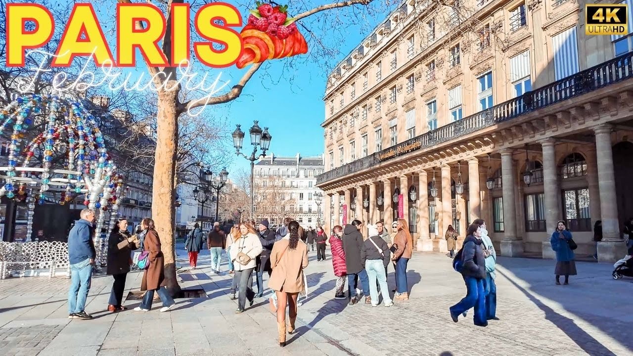 Paris, France 🇫🇷 - 4K PARIS 2025  Walk 🥐 2 February Paris walk ❤️ With Captions