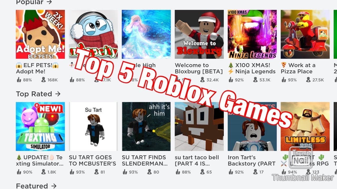 Top 5 Best Roblox Games! YouTube