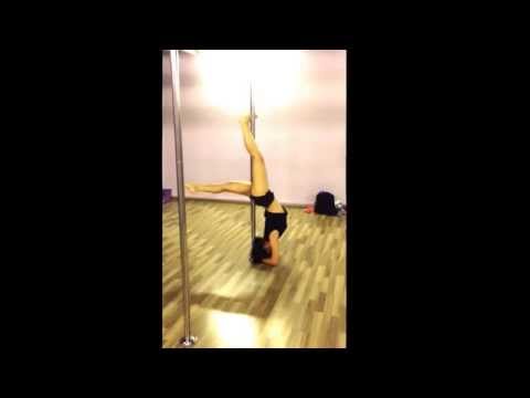 Nicolle first bat to bow to elbow stand to bow and arrow pole dance transitions basic pole move