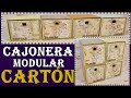 CAJONERA ORGANIZADOR HECHA CON CARTÓN / CARTONAJE / CAJAS FORRADAS CON PAPEL