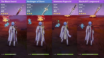 C0 Ayato Weapon Lv 90 Comparison Anemona, Blackcliff, Harbinger and Black Sword !!!