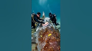 Saving a giant Shark tangled in a tire and plastic waste  😭 #savethesharks #wasteshark #sharkfinning