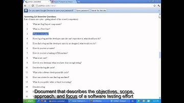 What is test plan? - Software QA Testing interview question