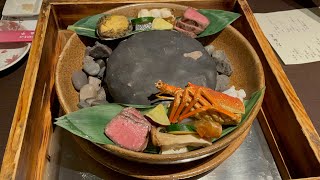 夕食の名物料理「山海 宝楽焼き」【香川 琴平】《湯元こんぴら温泉華の湯 紅梅亭》