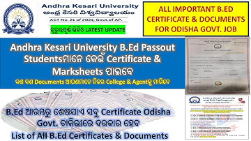Andhra Kesari University B.Ed All Certificate & Marksheets