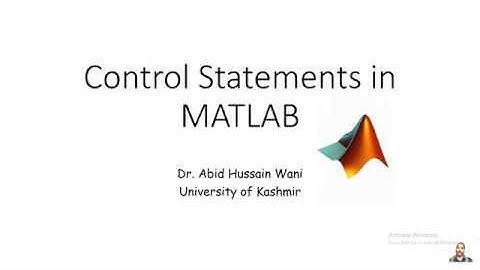 3. Control Statements in Matlab