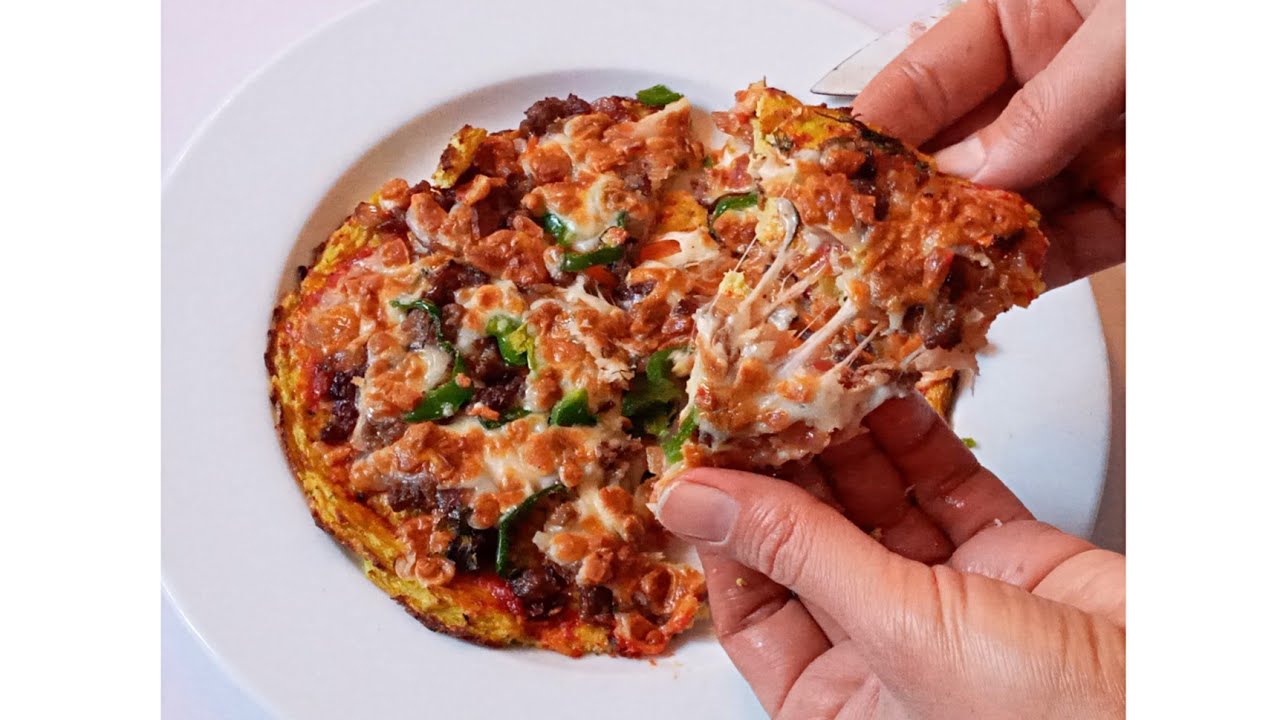 بيتزاا ديت بدون دهون ولا جلوتين ولا دقيق ولا عجن بيتزا الصحة والعافية لكل مريض Healthy Pizza Recipe