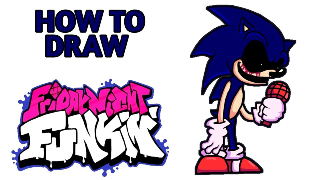 How to draw Sonic.Exe - FNF - Sketchok easy drawing guides