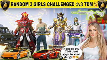 Random 3 Cute & Hot Girls CHALLENGED Me For 1v3 TDM Then Shocked😱 After Seeing My Reality NOOB PRANK