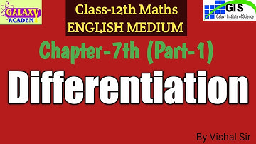 12th Maths Chapter-7th  Differentiation PART-1 ENGLISH MEDIUM RBSE NCERT CBSE