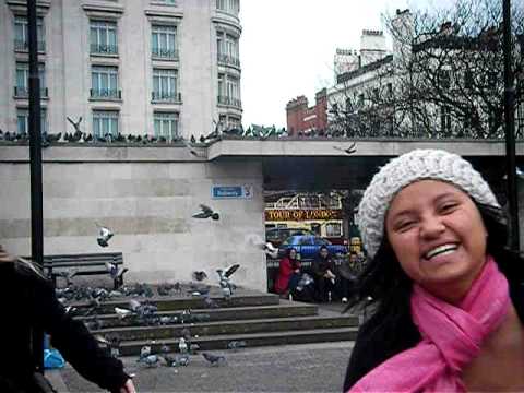Sherry & Lacy chasing pigeons at Marble Arch