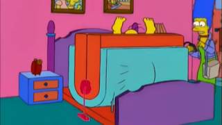 homer screams in agony as he is crushed by bed