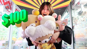 $100 Claw Machine Challenge at Round 1! Our BIGGEST haul yet!
