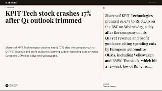 KPIT Tech stock crashes 17% after Q1 outlook trimmed | Market News