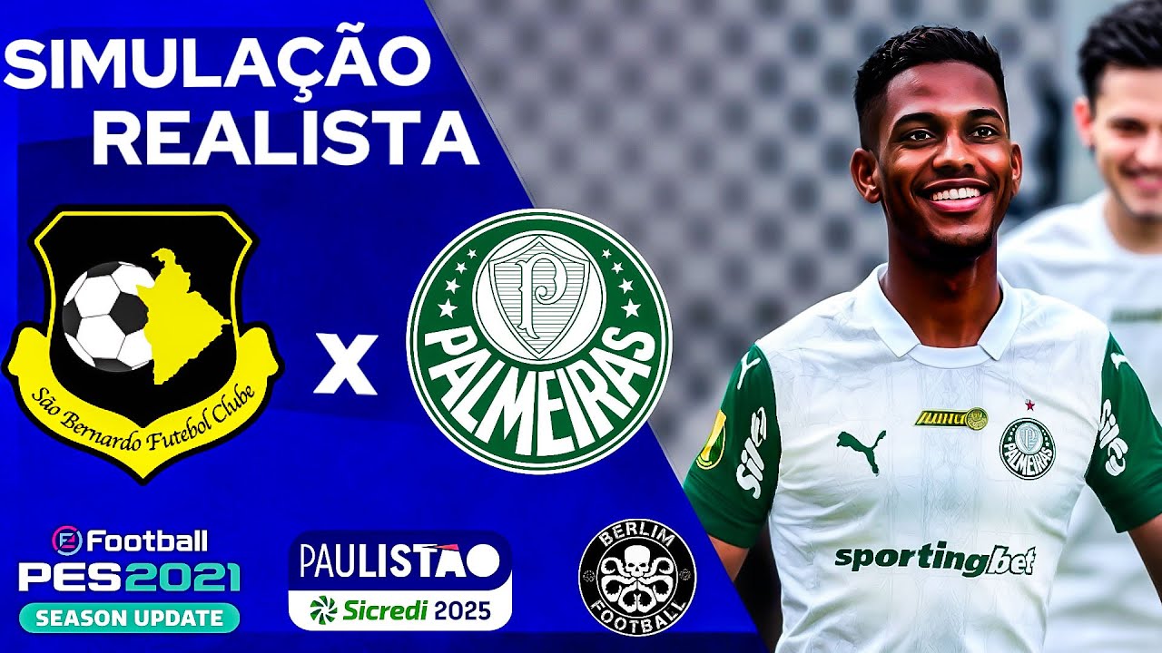 SÃO BERNARDO X PALMEIRAS | PAULISTÃO 2025 | QUARTAS DE FINAL | PES 2021 ...