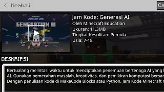 Hour Of Code:Generation AI Minecraft education edition Gameplay Part. 2 (with Indonesia language)
