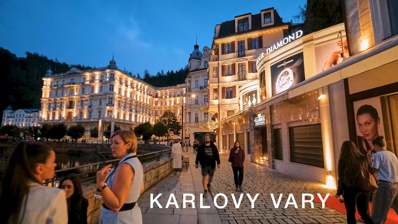 Karlovy Vary Evening Walk to Grandhotel Pupp 4K KVIFF 2024