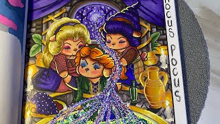 Coloring a movie themed page(Hocus pocus)