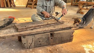 Steps To Professionally Recycle Black Wood // Make A Super Sturdy, Super Thick Round Dining Table