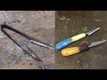 古い裁縫ハサミを切り出しナイフに How to make Kiridashi from rusty scissor.