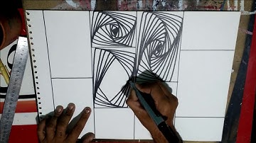Amazing Freehand line drawing illusion - Line practices and line illusions - Drawing tutorial