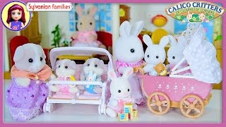 Sylvanian Families Calico Critters Twin Babies Guinea Pigs Pram Rabbits Silly Play Kids Toys