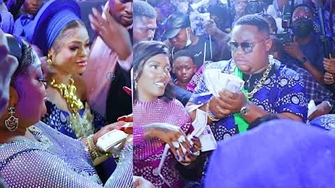 Cubana Chief Priest,Bobrisky, Eniola Badmus Turn Tiwa Savage Dad's Burial To Club, Rain Money On Her